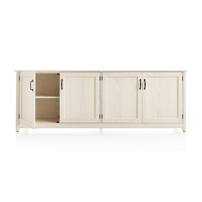 Ainsworth Cream 85" Storage Media Console with Glass/Wood Doors