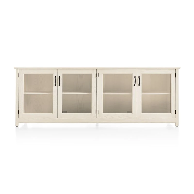 Ainsworth Cream 85" Storage Media Console with Glass/Wood Doors