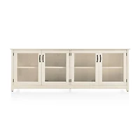 Ainsworth Cream 85" Storage Media Console with Glass/Wood Doors