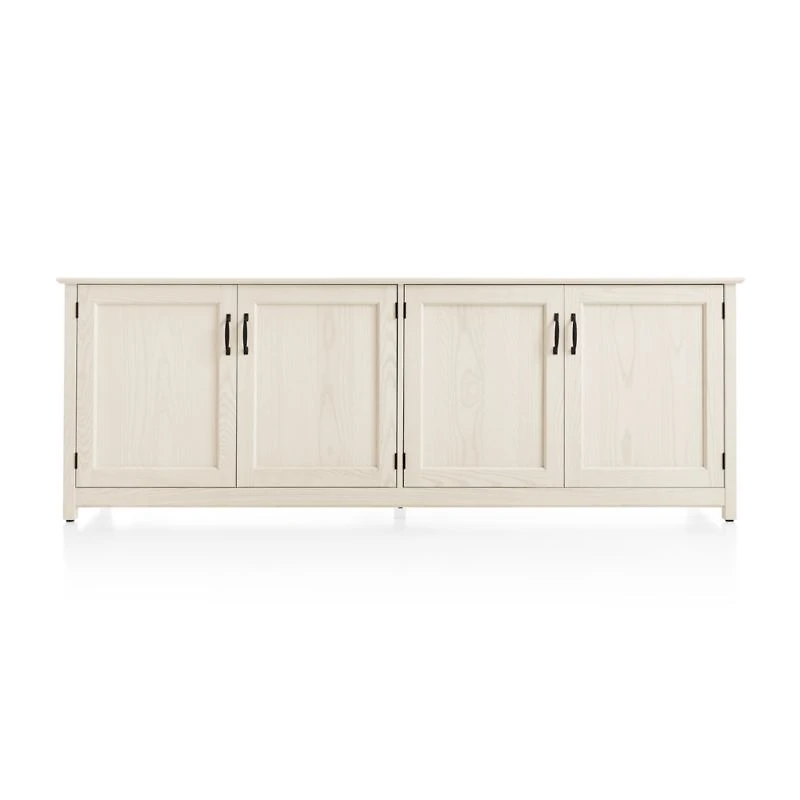 Ainsworth Cream 85" Storage Media Console with Glass/Wood Doors