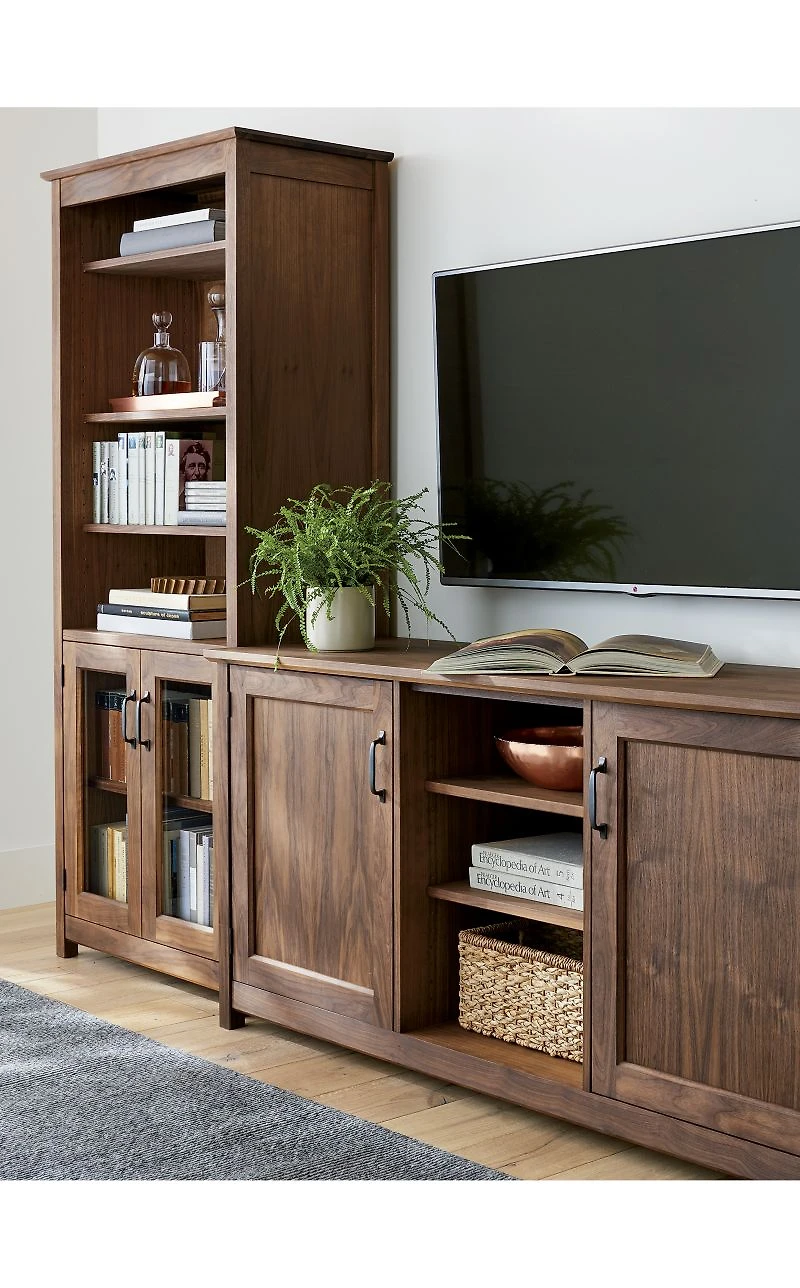 Ainsworth Walnut 64" Storage Media Console with Glass/Wood Doors