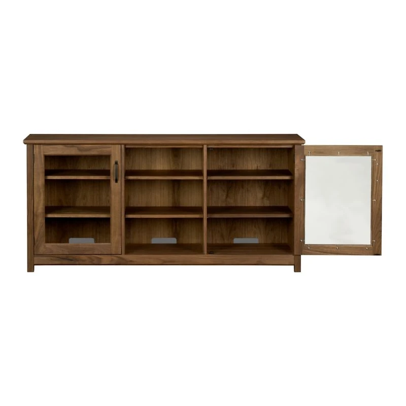 Ainsworth Walnut 64" Storage Media Console with Glass/Wood Doors