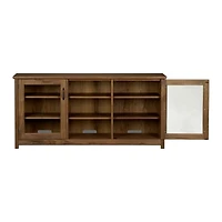 Ainsworth Walnut 64" Storage Media Console with Glass/Wood Doors