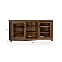 Ainsworth Walnut 64" Storage Media Console with Glass/Wood Doors