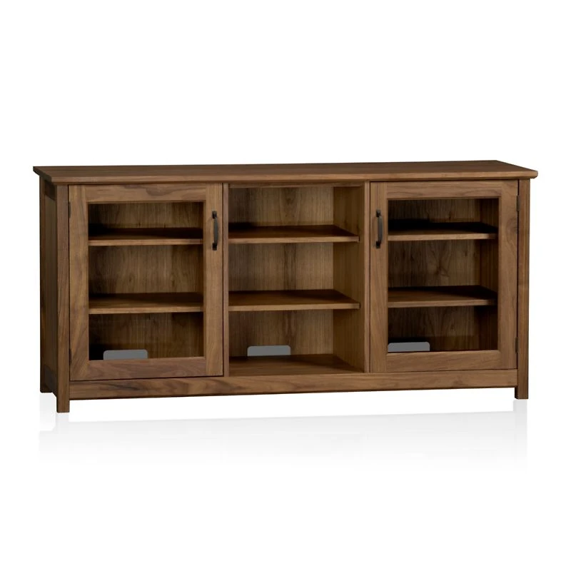 Ainsworth Walnut 64" Storage Media Console with Glass/Wood Doors