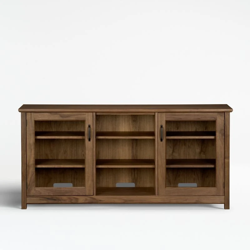 Ainsworth Walnut 64" Storage Media Console with Glass/Wood Doors