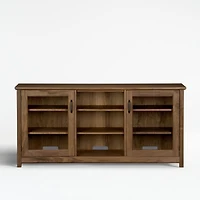 Ainsworth Walnut 64" Storage Media Console with Glass/Wood Doors