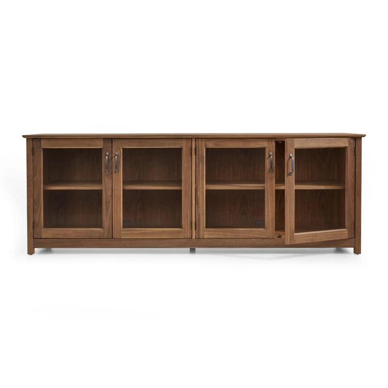 Ainsworth Walnut 85" Storage Media Console with Glass/Wood Doors