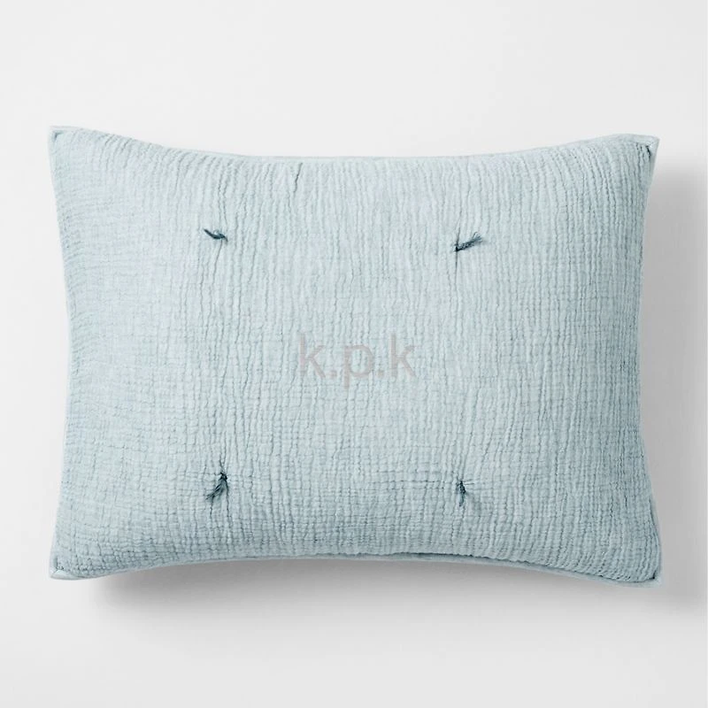 Aire Blue Crinkle Hand-Quilted Kids Pillow Sham