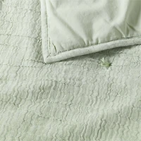 Aire Muted Teal Crinkle Hand-Quilted Organic Cotton Kids Twin Comforter