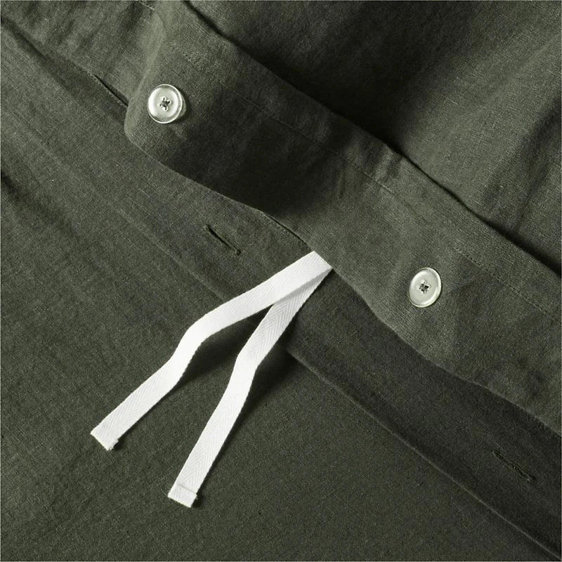 Aire Natural EUROPEAN FLAX ™-Certified Linen Ficus Green King Duvet Cover