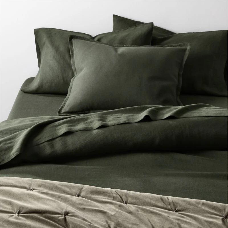 Aire Natural EUROPEAN FLAX ™-Certified Linen Ficus Green King Duvet Cover