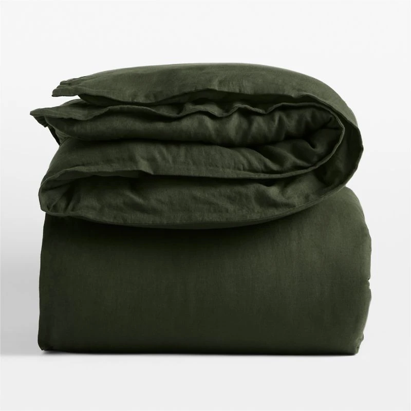 Aire Natural EUROPEAN FLAX ™-Certified Linen Ficus Green King Duvet Cover