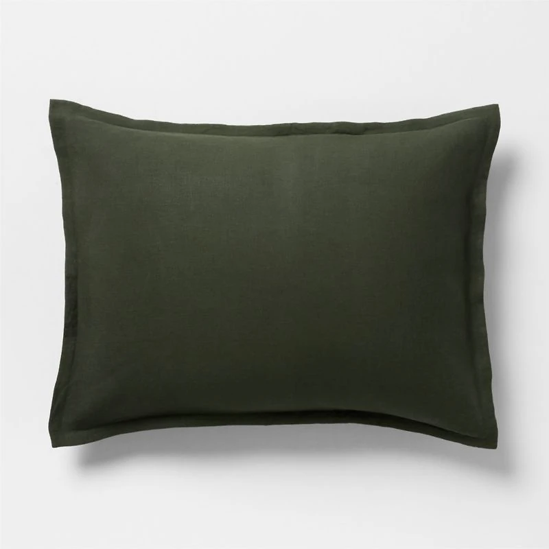 Aire Natural EUROPEAN FLAX ™-Certified Linen Ficus Green Euro Bed Pillow Sham
