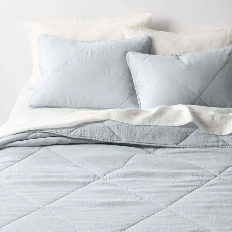 Aire Natural EUROPEAN FLAX ™-Certified Linen Mist Blue King Quilt