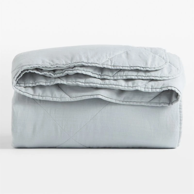 Aire Natural EUROPEAN FLAX ™-Certified Linen Mist Blue King Quilt