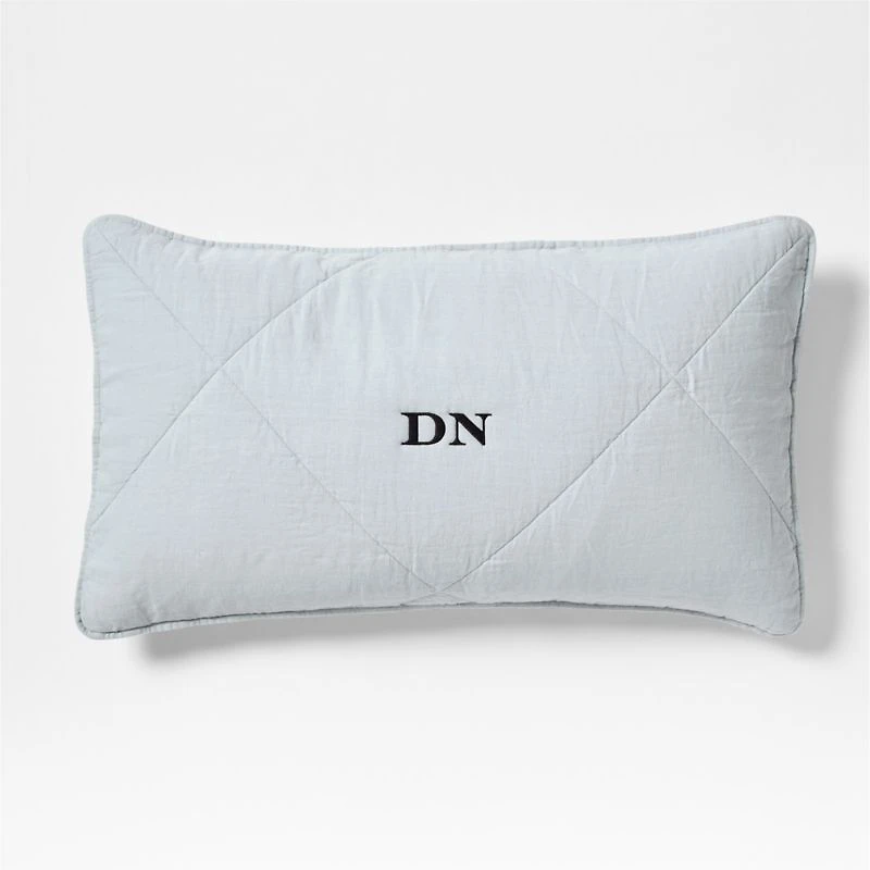 Aire Natural EUROPEAN FLAX ™-Certified Linen Mist Blue King Quilted Bed Pillow Sham