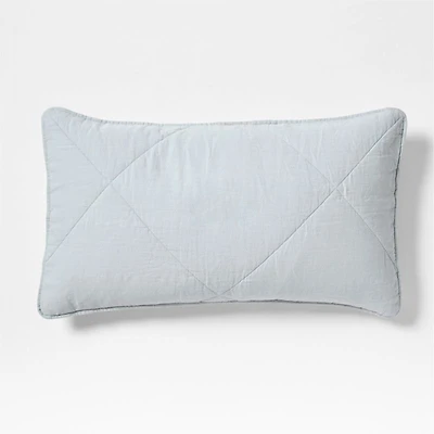 Aire Natural EUROPEAN FLAX ™-Certified Linen Mist Blue King Quilted Bed Pillow Sham