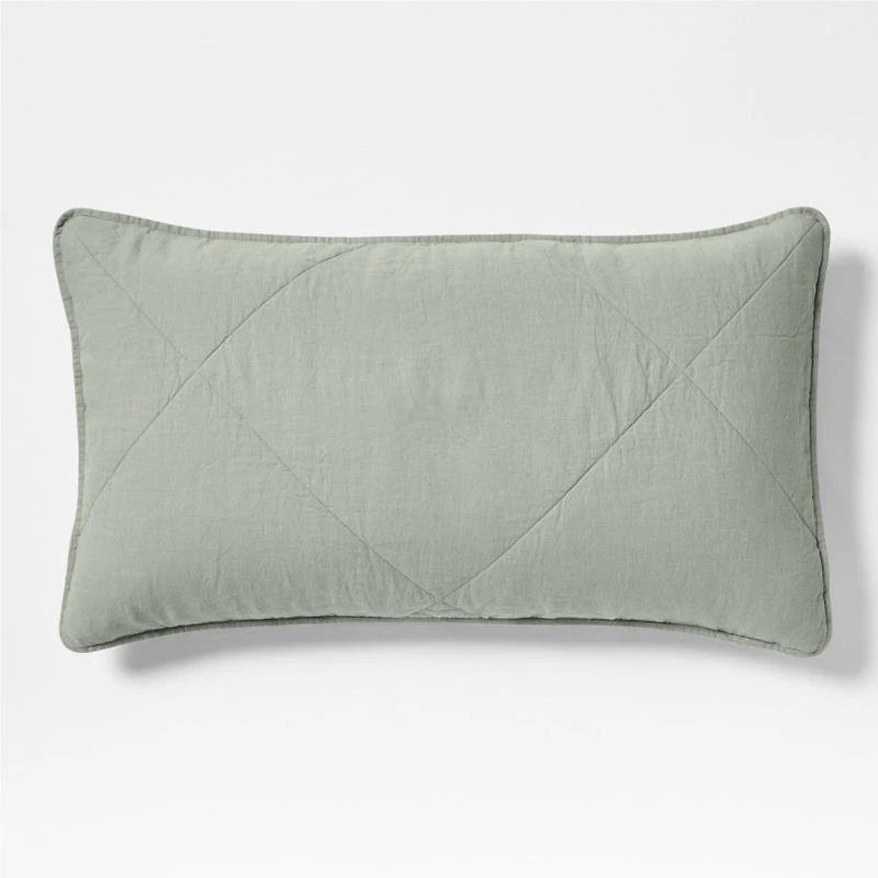 Aire Natural EUROPEAN FLAX ™-Certified Linen Shadow Sage King Quilted Bed Pillow Sham