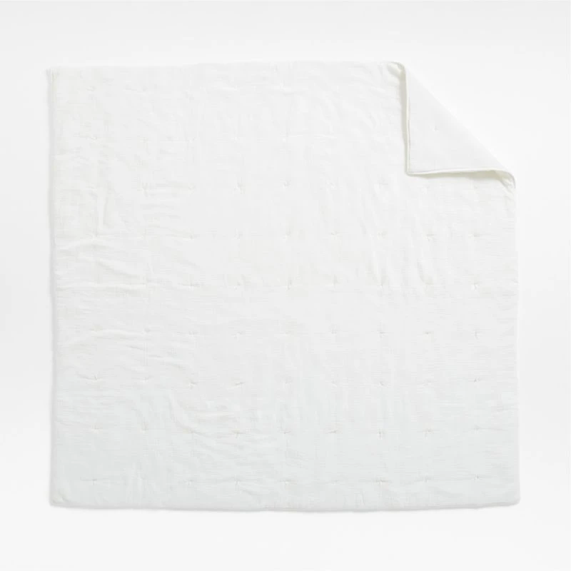 Crinkle Cotton Linen Blend Cream Full/Queen Comforter