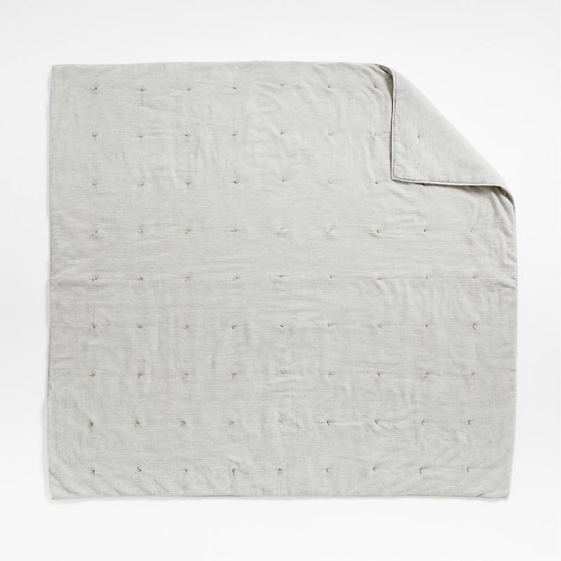 Crinkle Cotton Linen Blend Pebble Grey Full/Queen Comforter