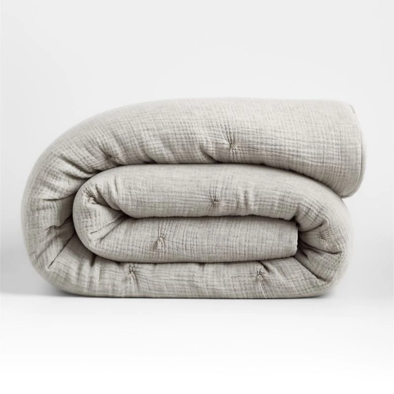 Crinkle Cotton Linen Blend Pebble Grey Full/Queen Comforter