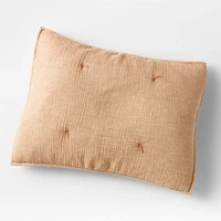 Crinkle Cotton Linen Blend Brulee Brown Standard Bed Pillow Sham