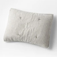 Crinkle Cotton Linen Blend Pebble Grey Standard Bed Pillow Sham