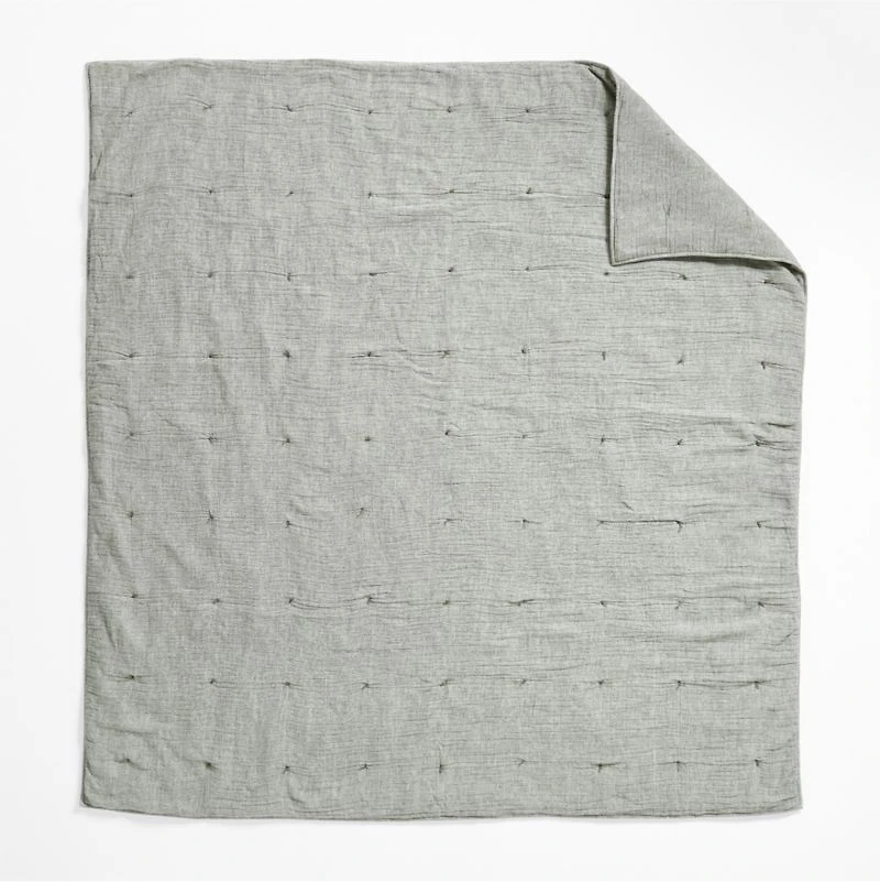 Crinkle Cotton Linen Blend Burnt Green Full/Queen Comforter