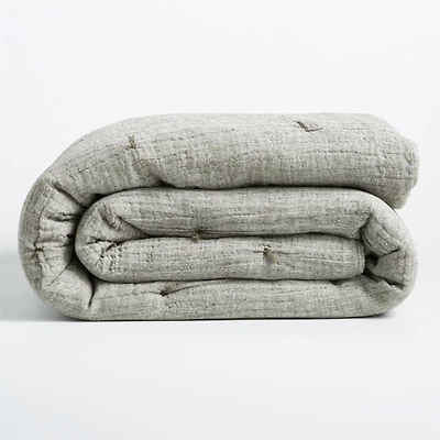Crinkle Cotton Linen Blend Burnt Green Full/Queen Comforter