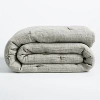 Crinkle Cotton Linen Blend Burnt Green Full/Queen Comforter
