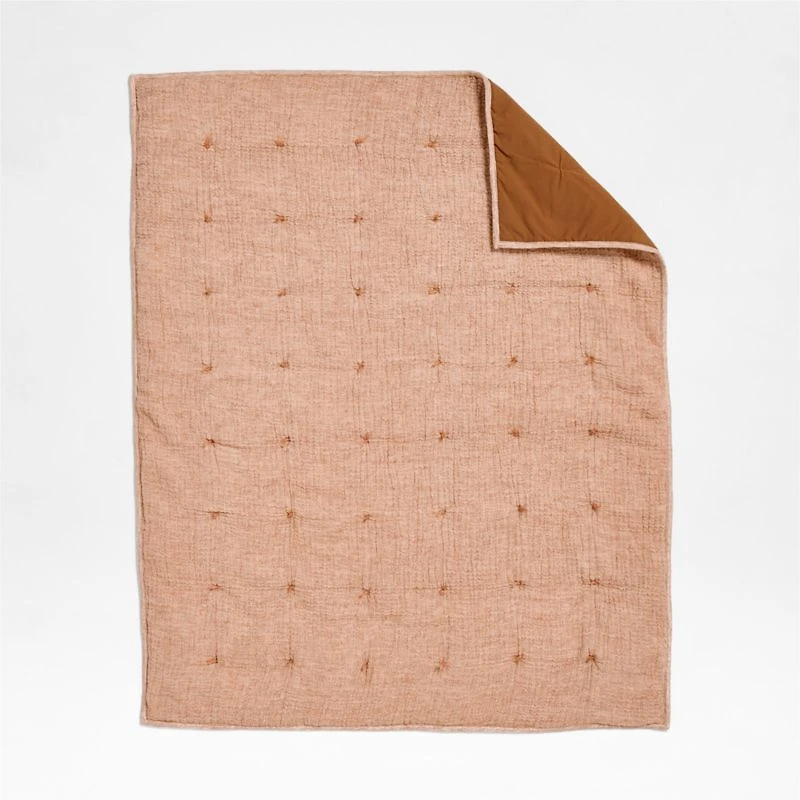 Aire Terracotta Organic Cotton Crinkle Baby Crib Quilt