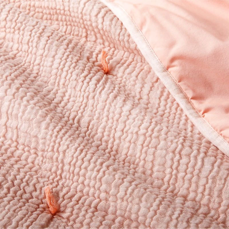 Aire Pink Crinkle Hand-Quilted Organic Cotton Kids Twin Comforter