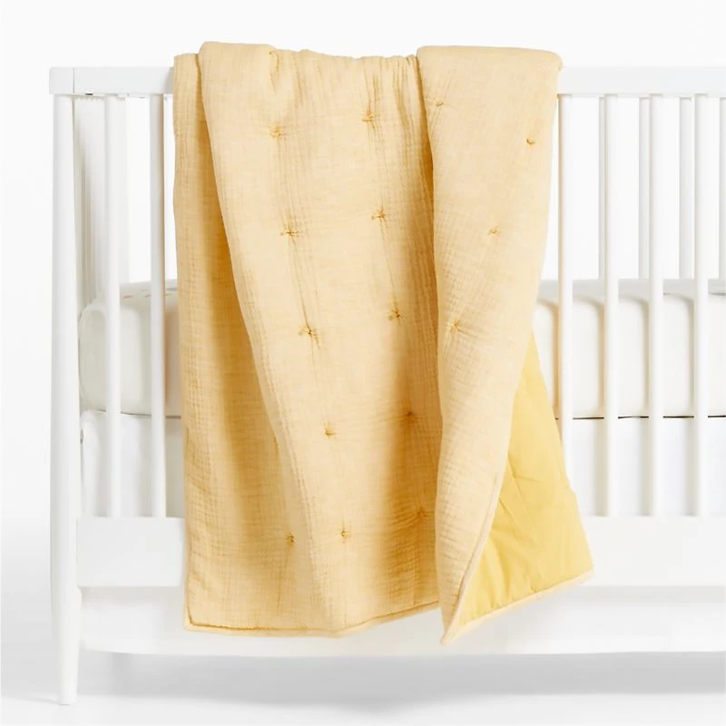 Aire Washable Yellow Baby Crib Hand-Quilted Comforter