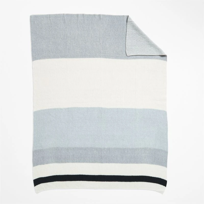 Albers Ribbed Knit 70"x55" Mist Blue Throw Blanket