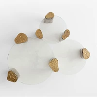 Alchemy Burnished Brass and Cast Glass Tiered Round Coffee Table and End Table Set