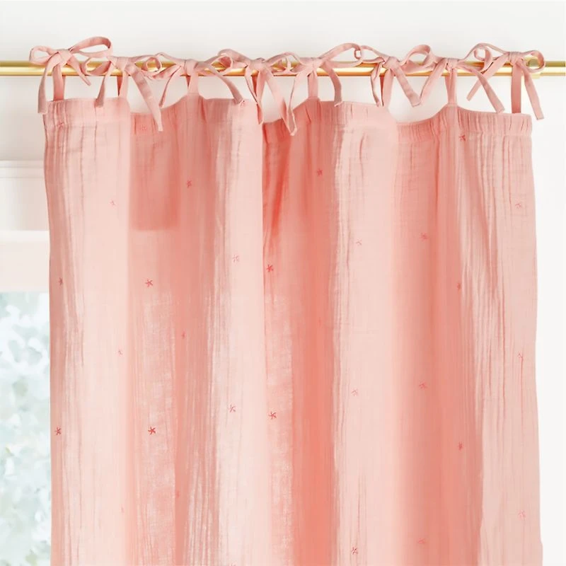 Aldrin Pink Organic Cotton Sheer Window Curtain Panel 44"x63"