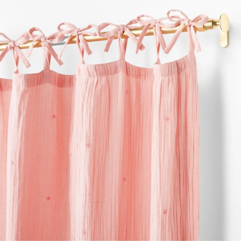 Aldrin Pink Organic Cotton Sheer Window Curtain Panel 44"x63"