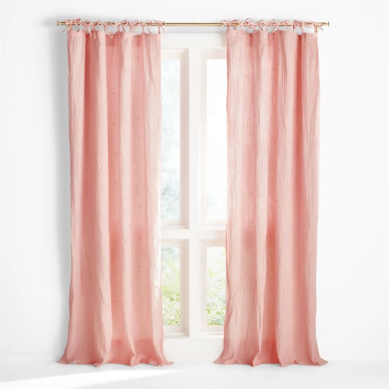 Aldrin Pink Organic Cotton Sheer Window Curtain Panel 44"x63"