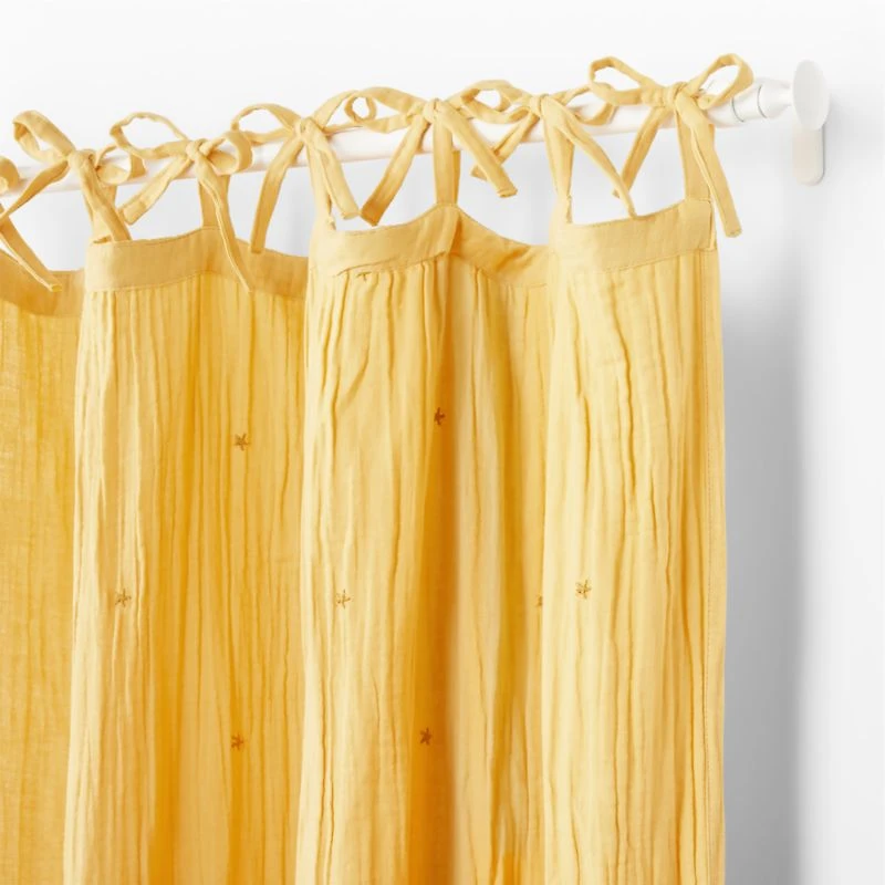Aldrin Yellow Organic Cotton Sheer Window Curtain Panel 44"84"