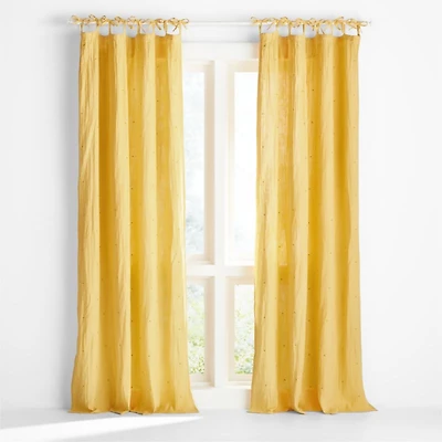 Aldrin Yellow Organic Cotton Sheer Window Curtain Panel 44"84"