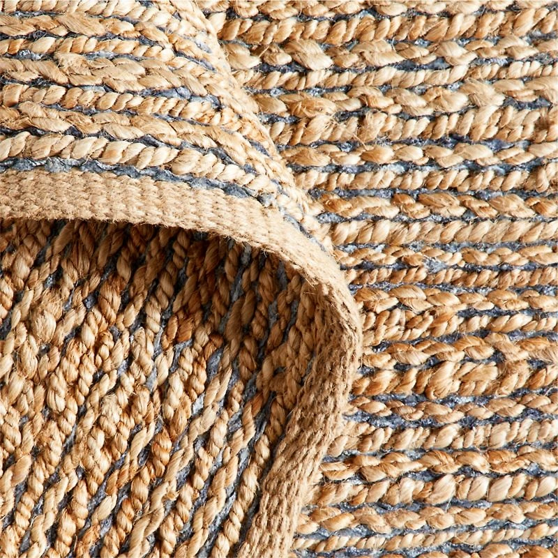 Ales Chenille and Jute/Cotton Blend Dark Blue Area Rug 9'x12'