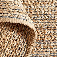Ales Chenille and Jute/Cotton Blend Dark Blue Area Rug 9'x12'