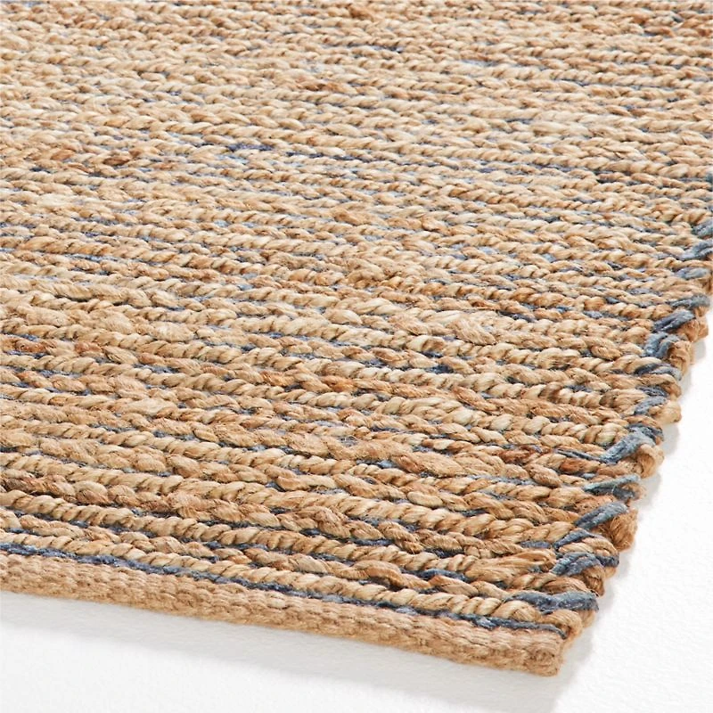 Ales Chenille and Jute/Cotton Blend Dark Blue Area Rug 9'x12'