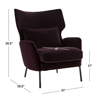 Alex Bordeaux Velvet Accent Chair