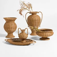Alford Tall Brown Woven Rattan Vase 19"