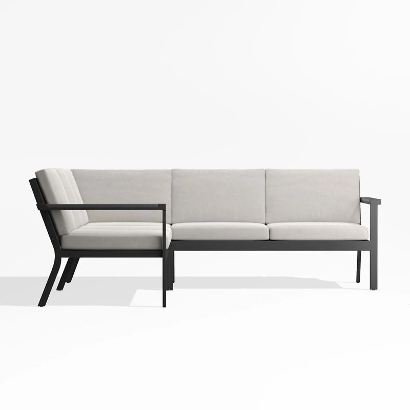 Alfresco Metal -Piece L-Shaped Outdoor Sectional Sofa with Silver Sunbrella® Cushions