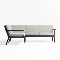 Alfresco Metal -Piece L-Shaped Outdoor Sectional Sofa with Silver Sunbrella® Cushions