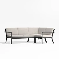Alfresco Metal -Piece Petite L-Shaped Outdoor Sectional Sofa with Silver Sunbrella® Cushions