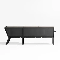 Alfresco Metal -Piece Petite L-Shaped Outdoor Sectional Sofa with Silver Sunbrella® Cushions